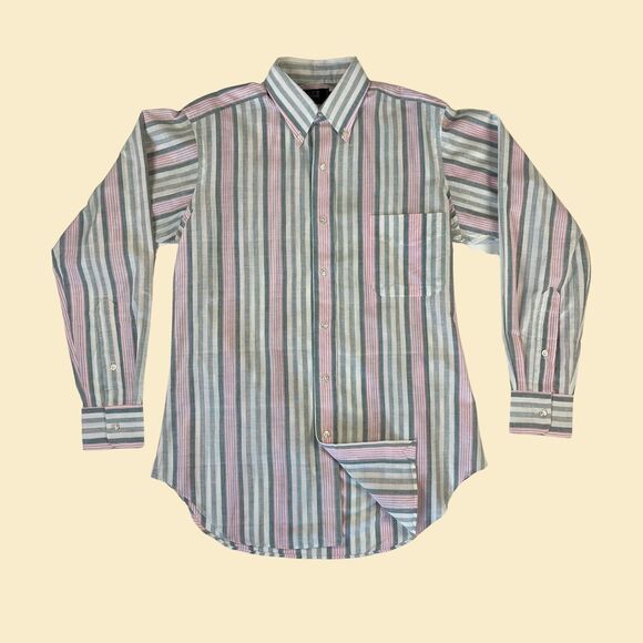90s Ike Behar linen mens shirt, size S mens striped button down, white & blue - Picture 1 of 10